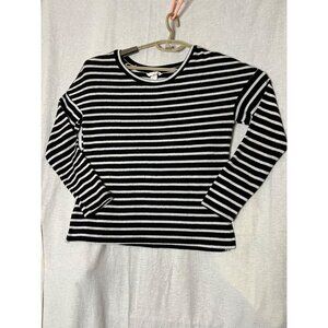 H&M Black & White Striped Long Sleeve Top XS Nautical Soft Comfortable